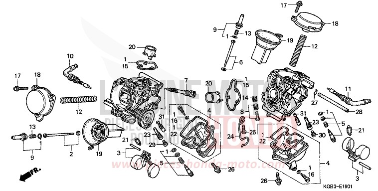 CARBURETOR (COMPONENT PARTS) for Shadow VT125C FUTURE GRAY METALLIC (NH398) from 1999